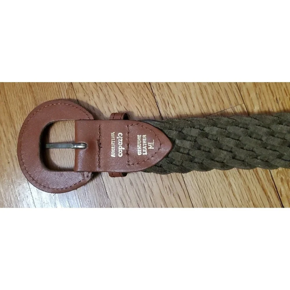 Capezio Vintage Braided Woven‎ Genuine Leather Brown Belt Size M/L